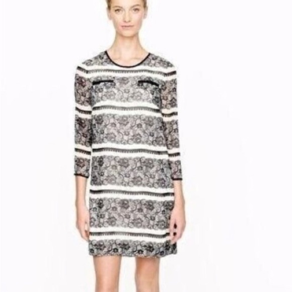 J. Crew‎ Collection Jukes Dress Trompe L’oeil Black Lace Silk Size 4 EUC - Picture 2 of 7